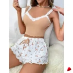 Ensemble Pyjama Cami Dentelle V-Neck Travesti — galerie