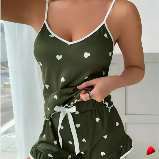 Ensemble Pyjama Grande Taille Travesti Cami Coeurs - galerie