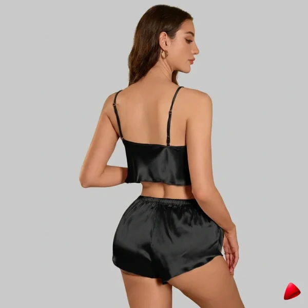 Ensemble Pyjama Travesti Silk Satin V-Neck Champagne