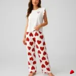 Ensemble Pyjama Travesti Coeurs T-shirt + Pantalon Long — image principale