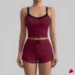 Ensemble Pyjama Travesti Côtelé Cami Dentelle + Short Lettuce — image principale