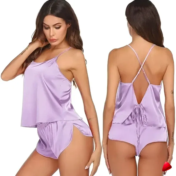 Ensemble Pyjama Travesti Tank Dentelle V-Neck + Short — galerie