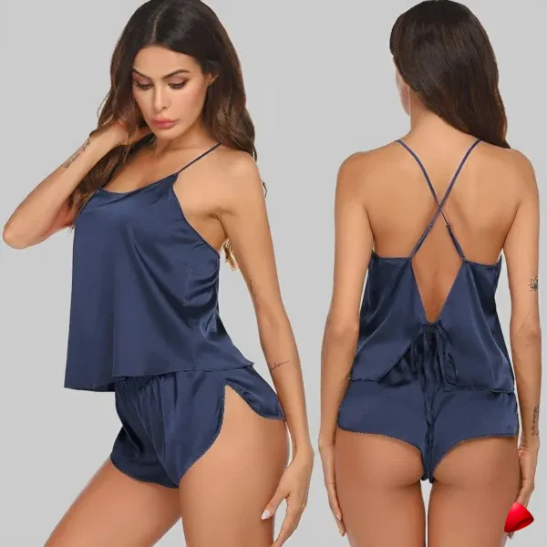 Ensemble Pyjama Travesti Tank Dentelle V-Neck + Short — image principale