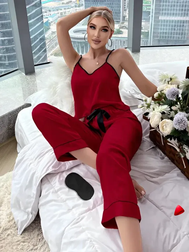 Ensemble Pyjama Travesti Ice Silk Cami + Pantalon Fluide — galerie