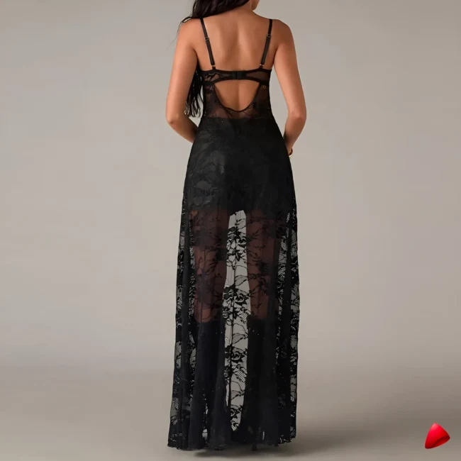 Robe Travesti Longue Dentelle Backless A-line Beach — galerie