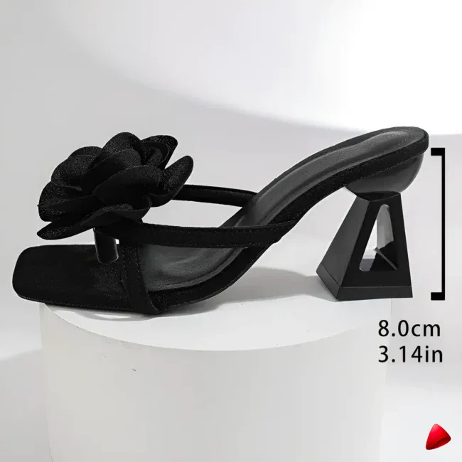 Sandale Travesti Fleurs Roses Talon Bloc Bout Carre — galerie