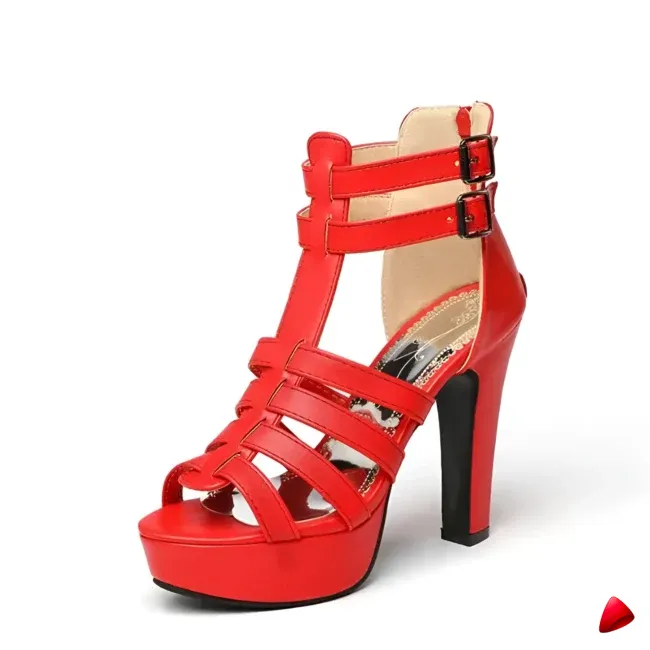 Sandale Travesti Plateforme Bride T Talon Bloc Soiree - image principale