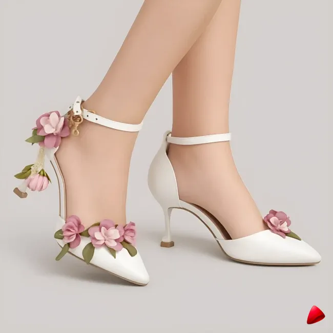 sandale-travesti-princesse-fleurs-grande-pointure-main-1 Sandale Travesti Princesse Fleurs Perles Talon Mi-Haut Grande Pointure - image principale
