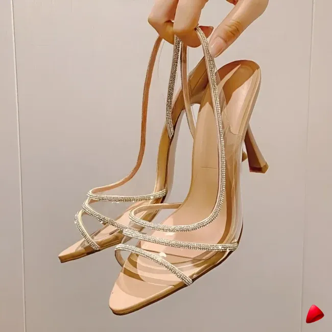 Sandale Travesti Slingback Strass Transparent Bout Pointu — galerie