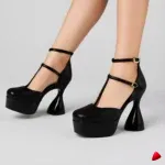 Sandale Travesti Plateforme Talon Sablier 12cm Bride T — galerie