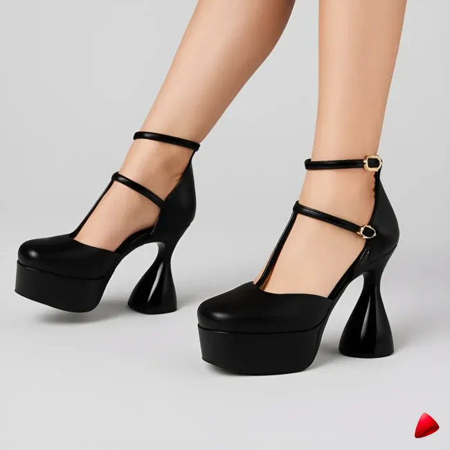Sandale Travesti Plateforme Talon Sablier 12cm Bride T — galerie