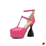 Sandale Travesti Plateforme Talon Sablier 12cm Bride T — galerie
