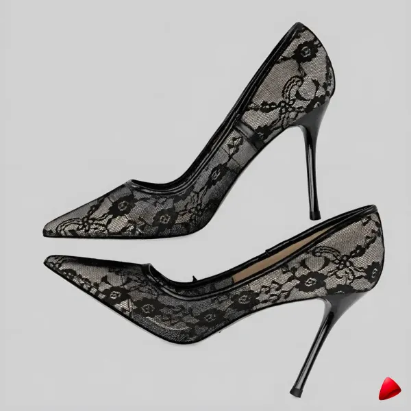 Slingback Travesti Pois Noeud Talon Bloc Bout Pointu — image principale