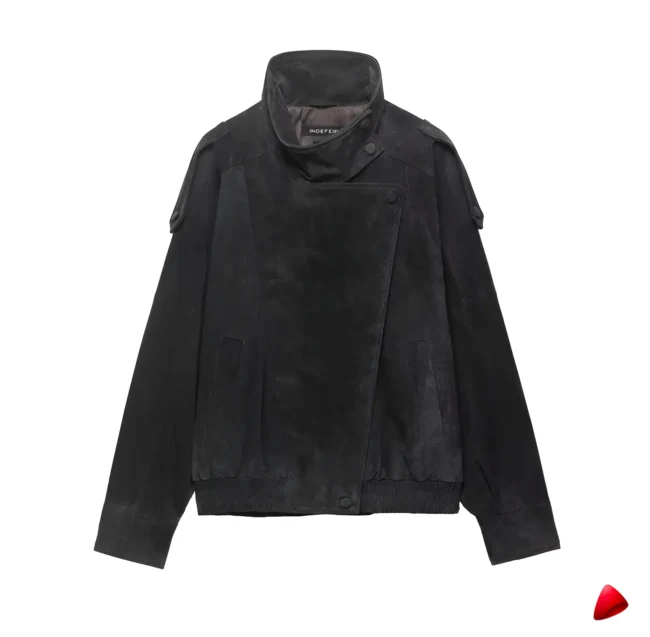 Veste Cuir Travesti Biker Stand Collar Faux Pebble — galerie