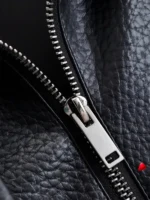 Veste Cuir Travesti Biker Stand Collar Faux Pebble — galerie