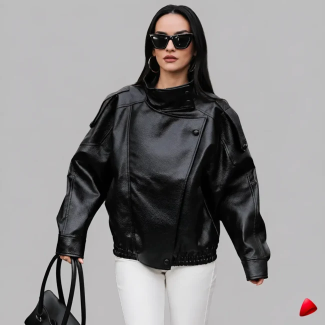 Veste Cuir Travesti Oversize Bomber Hiver — galerie