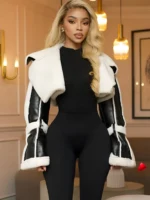 Veste Fourrure Travesti Crop Bicolore 2 Coloris - galerie