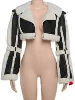 Veste Fourrure Travesti Crop Bicolore 2 Coloris - galerie