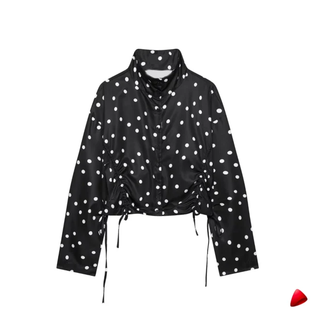 Veste Pois Travesti Col Haut Ruban Loose Polka — galerie