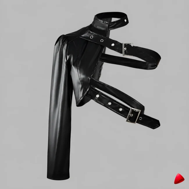 Veste Punk Cuir Travesti Asymétrique Bondage Statement — image principale