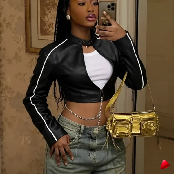 Veste Punk Travesti Crop Zip Turtleneck Stripe — galerie