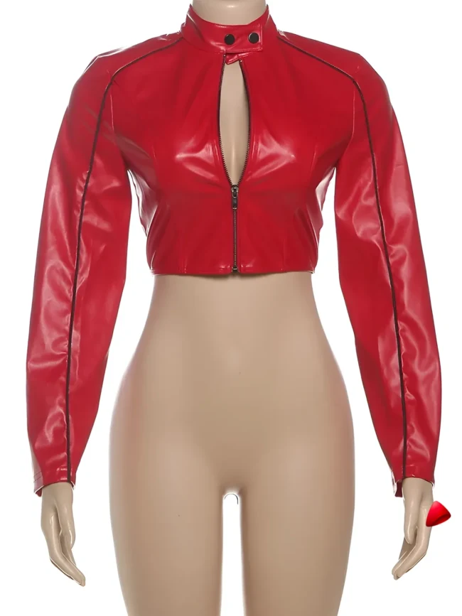 Veste Punk Travesti Crop Zip Turtleneck Stripe - galerie