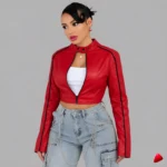Veste Punk Travesti Crop Zip Turtleneck Stripe - image principale
