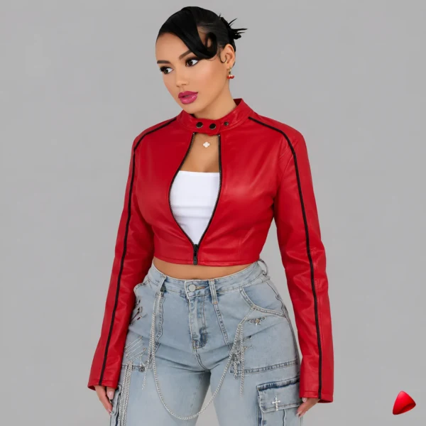 Veste Punk Travesti Crop Zip Turtleneck Stripe — image principale