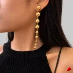 Boucles d'Oreilles Travesti Boules Pendantes Or Vintage — image principale