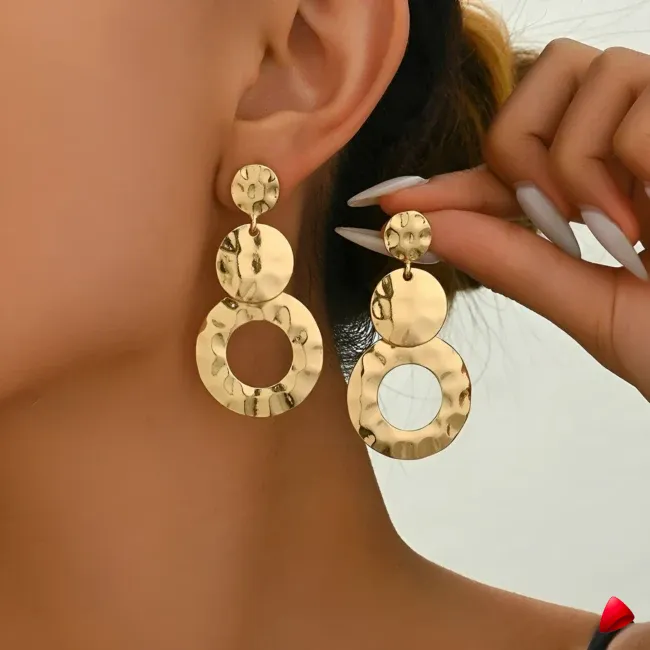 Boucles d'Oreilles Travesti Cercles Marteles Argent Clip — image principale