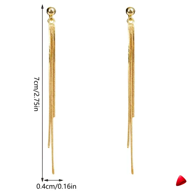 Boucles d'Oreilles Travesti Longues Chaine Pompon Or — galerie