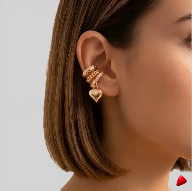 Ensemble Boucles Oreilles Travesti Chaine Pendentif Coeur — image principale