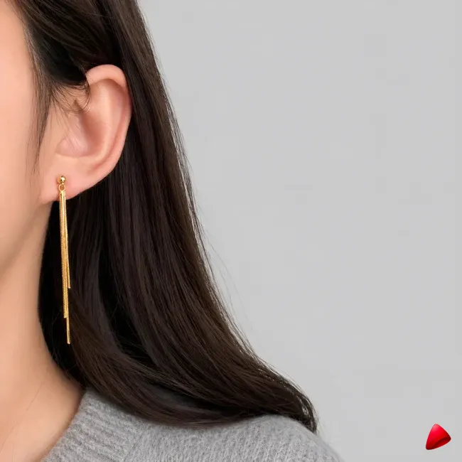 Boucles d'Oreilles Travesti Longues Chaine Pompon Or — image principale