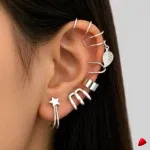 Ensemble Boucles Oreilles Travesti 6pcs Argent Feuille Etoile — image principale