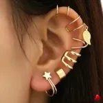 Ensemble Boucles Oreilles Travesti 6pcs Or Feuille Etoile — galerie