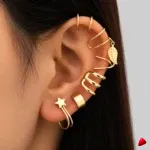 Ensemble Boucles Oreilles Travesti 6pcs Or Feuille Etoile — image principale