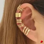 Ensemble Boucles Oreilles Travesti Manchettes 5pcs Or — galerie