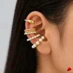 Ensemble Boucles Oreilles Travesti Perles Anneaux Or Set — image principale
