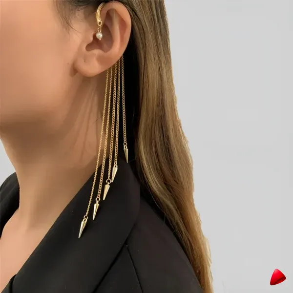 Boucles d'Oreilles Travesti Pointes Lance Chaine Or — image principale