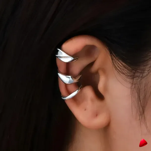 Ensemble Boucles Oreilles Travesti 3pcs Argent Torsades — galerie