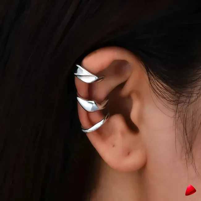 Ensemble Boucles Oreilles Travesti 3pcs Argent Torsades — galerie