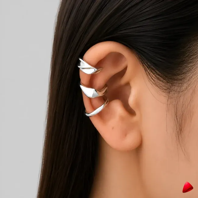 Ensemble Boucles Oreilles Travesti 3pcs Argent Torsades — image principale