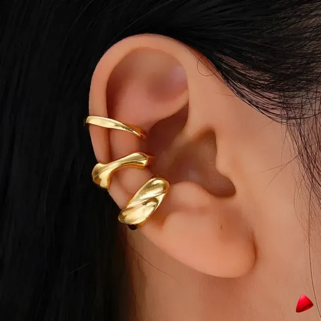 Ensemble Boucles Oreilles Travesti 3pcs Or Torsades — galerie