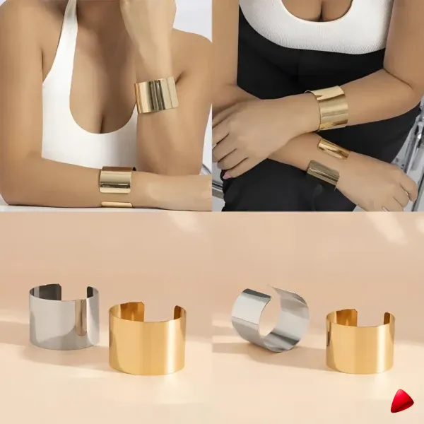 Bracelet Bras Travesti Manchettes 3 Pieces Or Irregulier — galerie