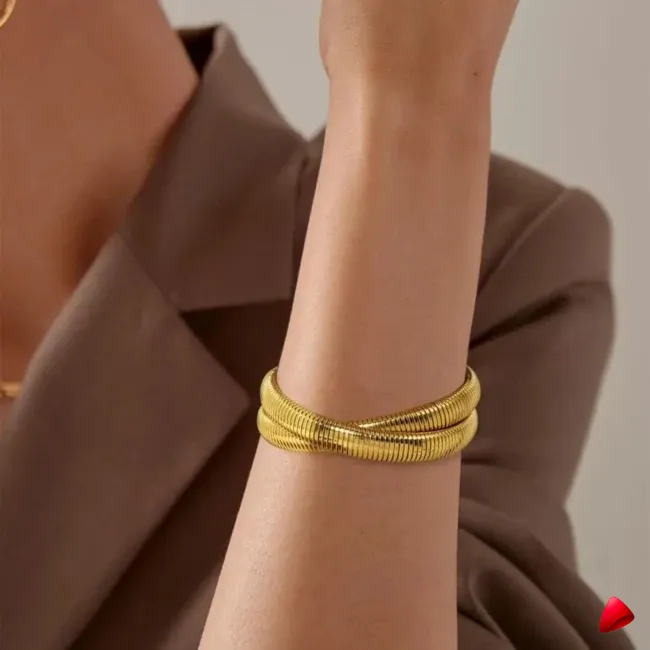 Bracelet Travesti Ensemble Bangle Acier Or 18k Set — galerie