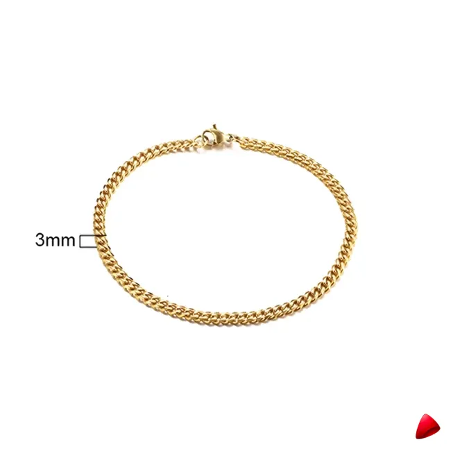 Bracelet Travesti Chaine Cubaine Acier Empilable Or — galerie