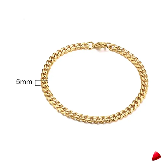 Bracelet Travesti Chaine Cubaine Acier Empilable Or — galerie