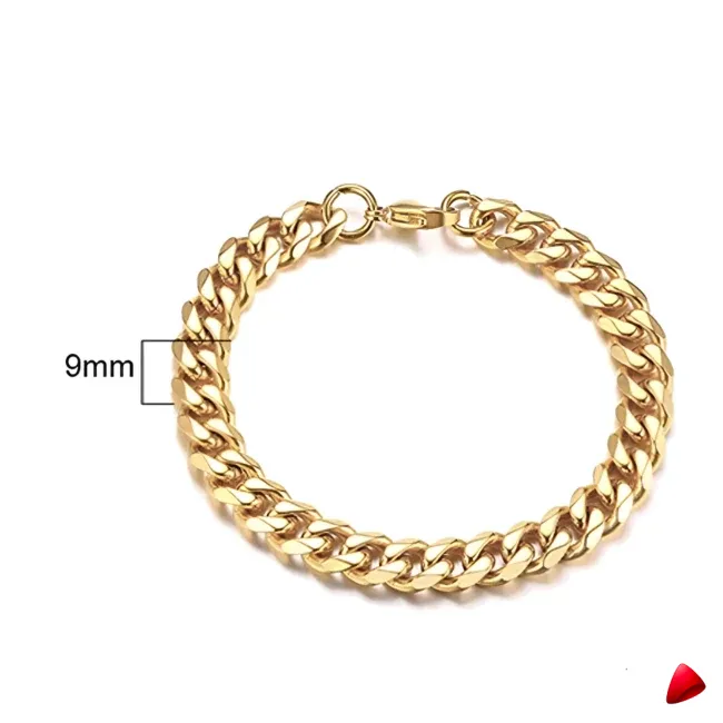 Bracelet Travesti Chaine Cubaine Acier Empilable Or — galerie