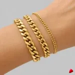 Bracelet Travesti Chaine Cubaine Acier Empilable Or — image principale