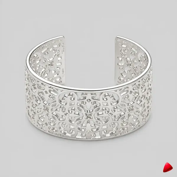 Bracelet Travesti Cuff Argent Ornements Ajoures Sterling — image principale